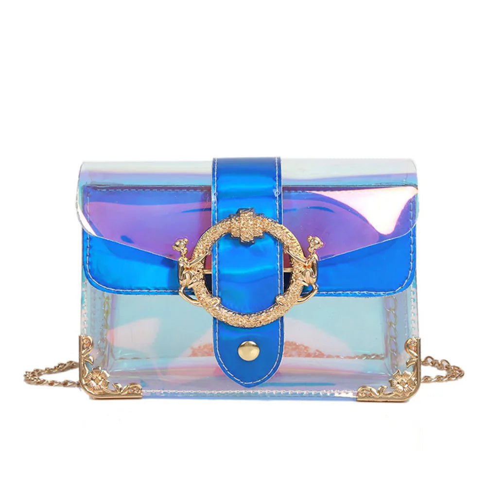 Laser PVC Jelly Shoulder Bag for Women Beach Waterproof Crossbody Messenger