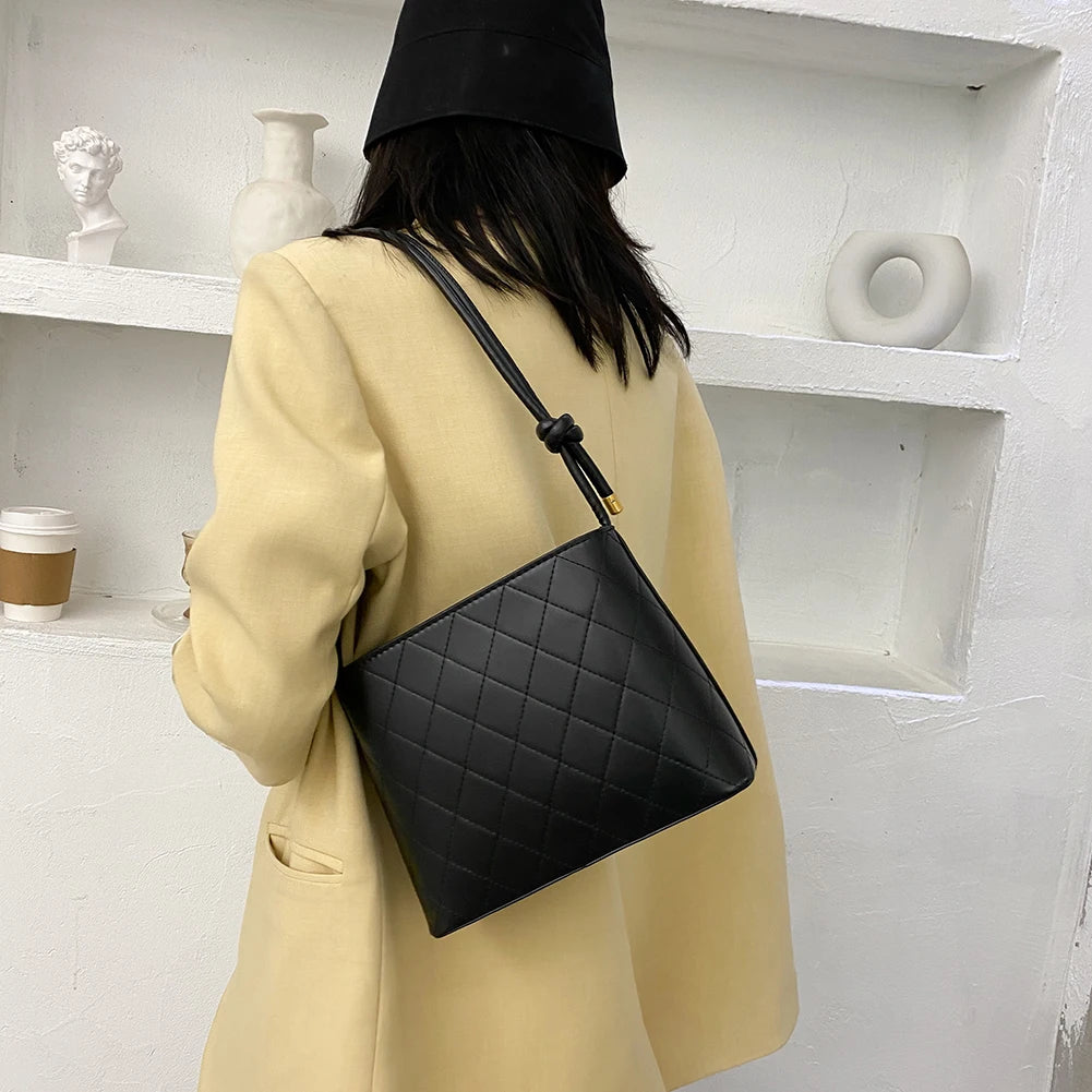 Lattice Pattern Crossbody Handbag PU Leather Shoulder Bag Travel Messenger Pouch