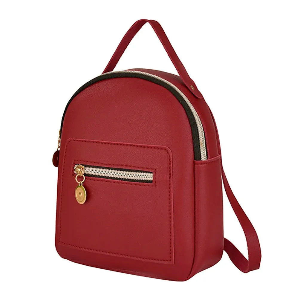 Small Leather Backpack Women Shoulders Letter Purse Messenger Bags