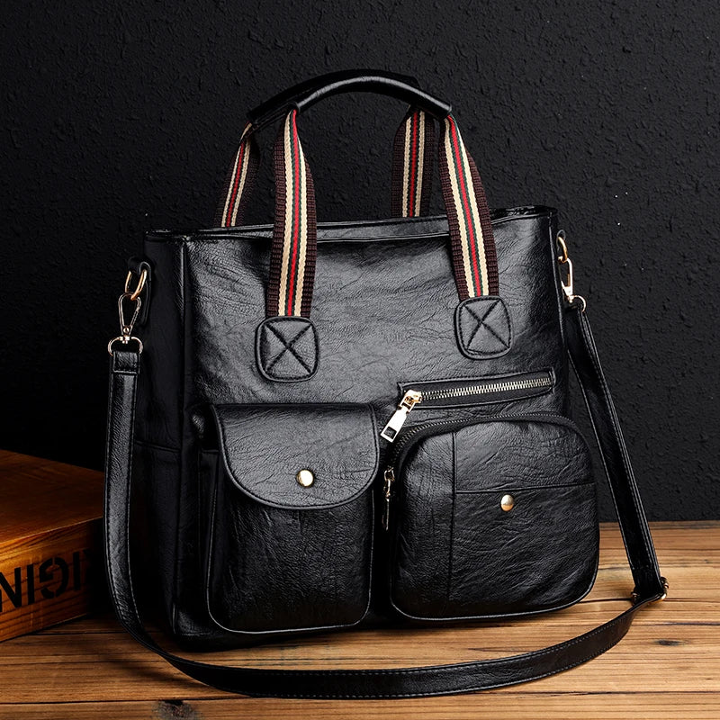 Women's Leather Tote Bag Large Capacity Shoulder Handbag