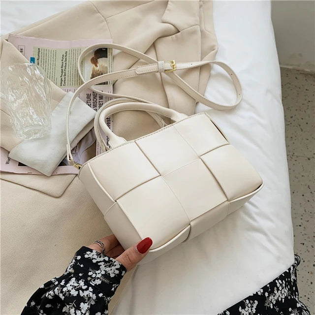 Leather Knitting Shoulder Bags Cross Body Tote Bag