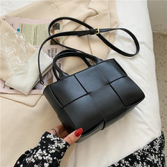 Leather Knitting Shoulder Bags Cross Body Tote Bag