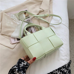 Leather Knitting Shoulder Bags Cross Body Tote Bag