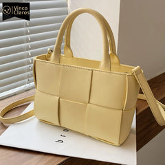 Leather Knitting Shoulder Bags Cross Body Tote Bag