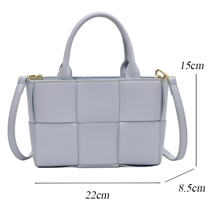 Leather Knitting Shoulder Bags Cross Body Tote Bag