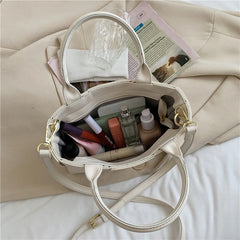 Leather Knitting Shoulder Bags Cross Body Tote Bag