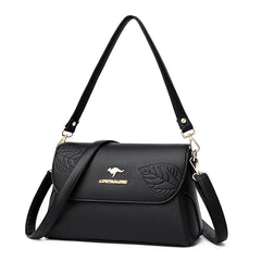 Leaves Pattern Women Shoulder Bags PU Leather Purses and Handbags