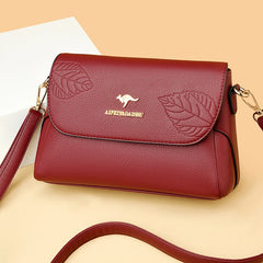 Leaves Pattern Women Shoulder Bags PU Leather Purses and Handbags