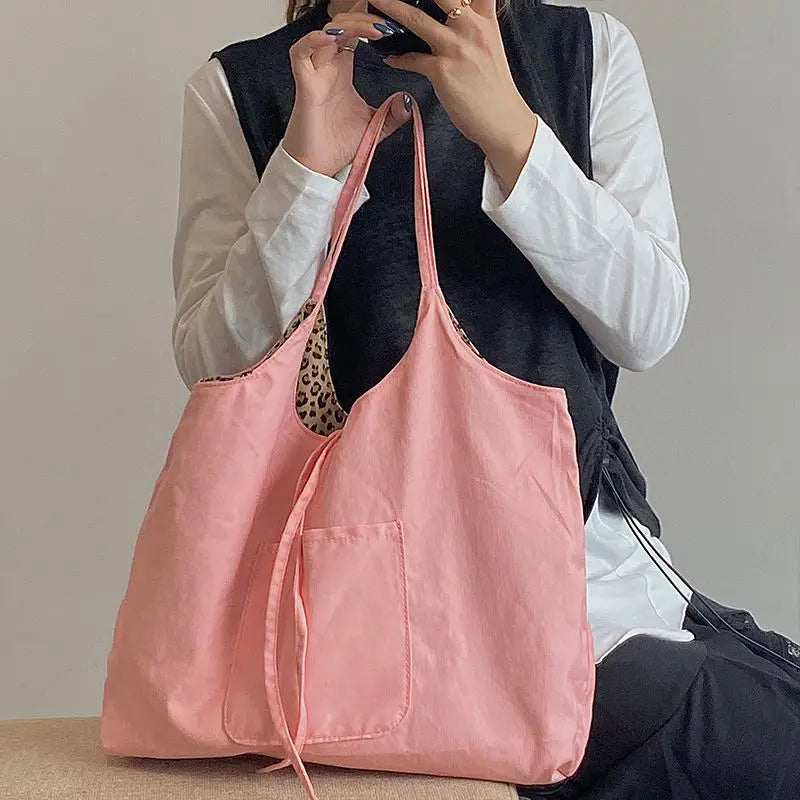 Leopard Pattern Women Shoulder Bags Large Capacity Female Canvas Handbags