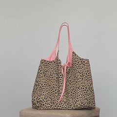 Leopard Pattern Women Shoulder Bags Large Capacity Female Canvas Handbags