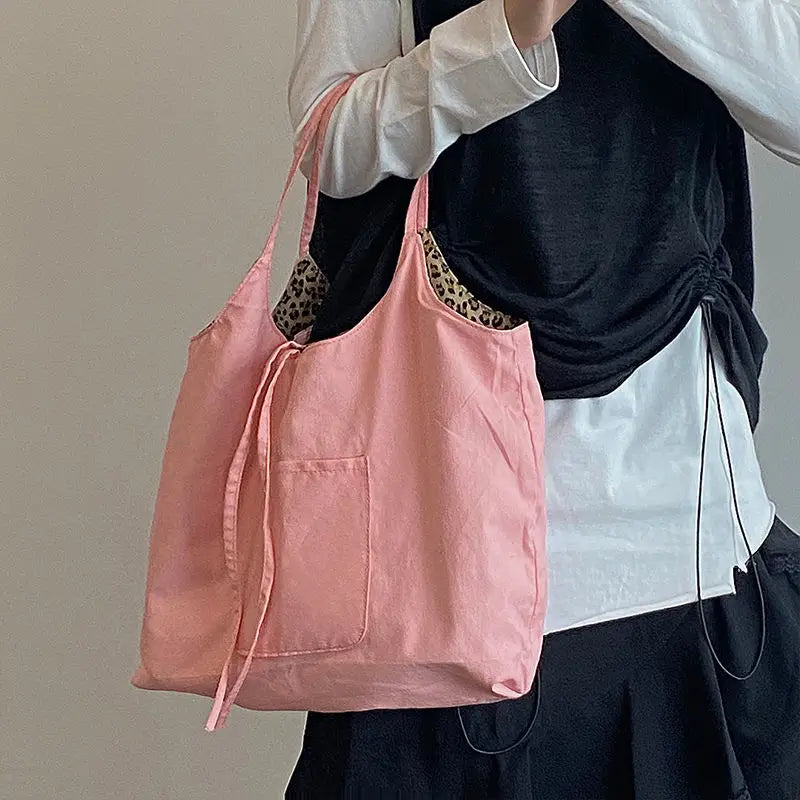Leopard Pattern Women Shoulder Bags Large Capacity Female Canvas Handbags