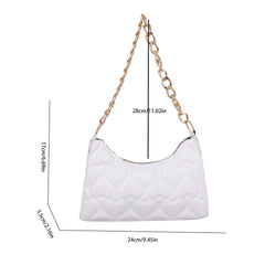 Love Heart Embossed Handbag Leather Chain Shoulder Shopping Bag