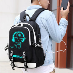 Luminous Laptop Backpack Boys School Bag Men Waterproof Travel Bagpack