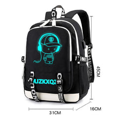 Luminous Laptop Backpack Boys School Bag Men Waterproof Travel Bagpack