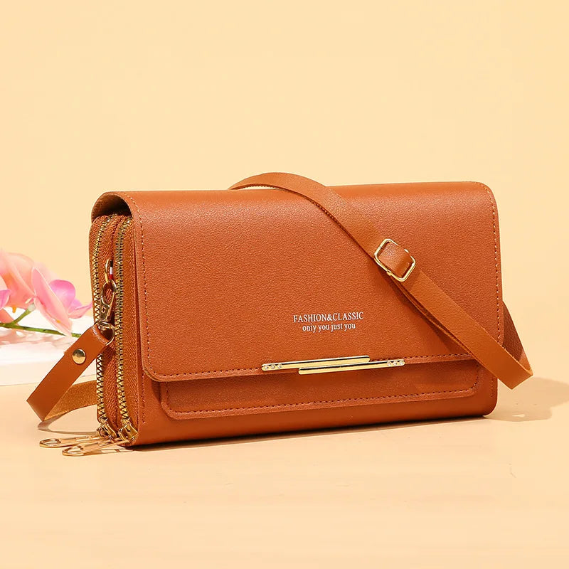 Women's PU Leather Crossbody Bag Shoulder Messenger Multifunction Clutch