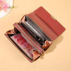 Women's PU Leather Crossbody Bag Shoulder Messenger Multifunction Clutch