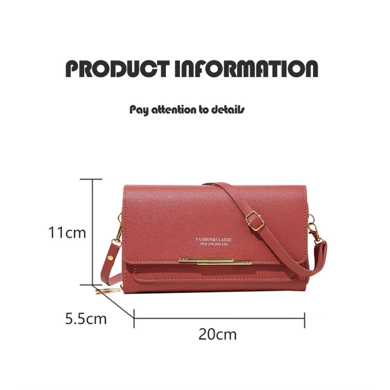 Women's PU Leather Crossbody Bag Shoulder Messenger Multifunction Clutch