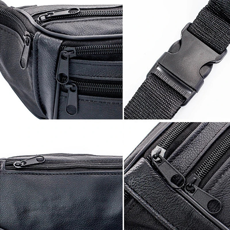 Men Leather Waist Packs Organizer Travel Necessity Waist belt