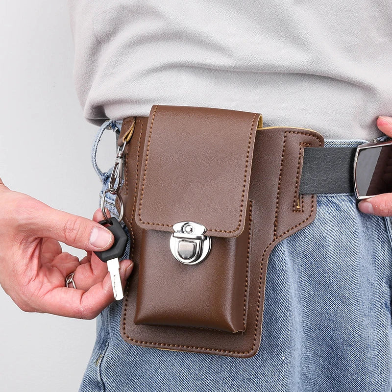 PU Leather Fanny Waist Bag Mobile Purse Outdoor Sports Belt Bum Pouch