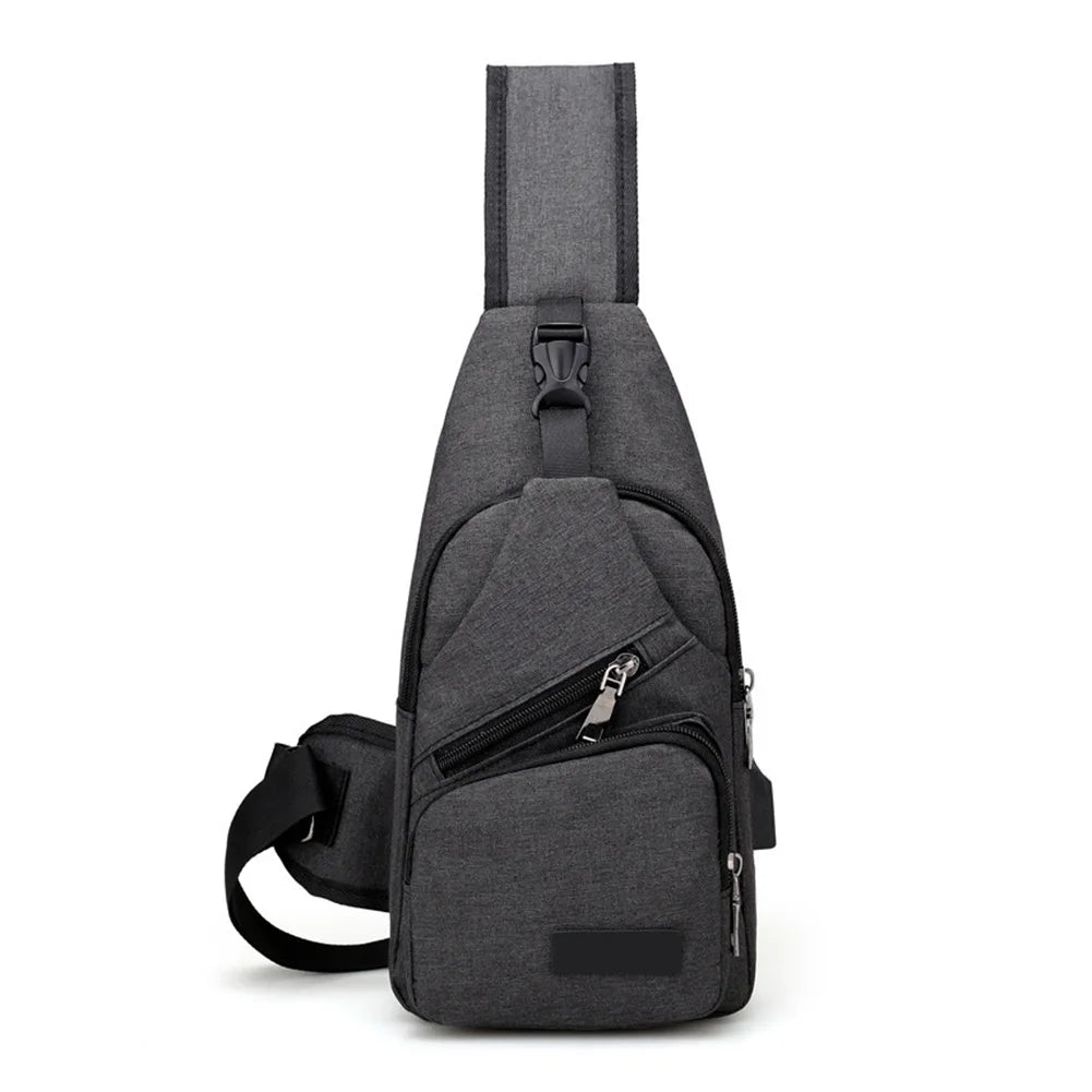 Men Shoulder Bag USB Charge Anti Theft Waterproof Travel Crossbody Bag