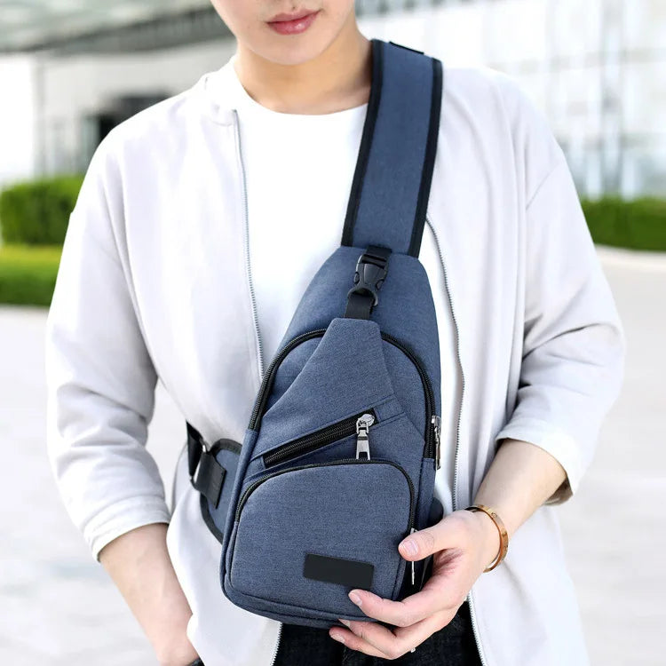 Men Shoulder Bag USB Charge Anti Theft Waterproof Travel Crossbody Bag