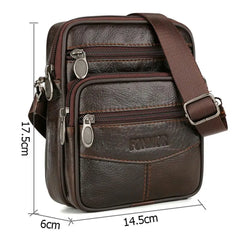 Men's Leather Small Messenger Bag Multifunctional Shoulder Bag