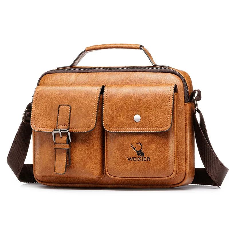 Men's Messenger Bag Vintage Man Tote Bag PU Leather Satchel Shoulder Bag
