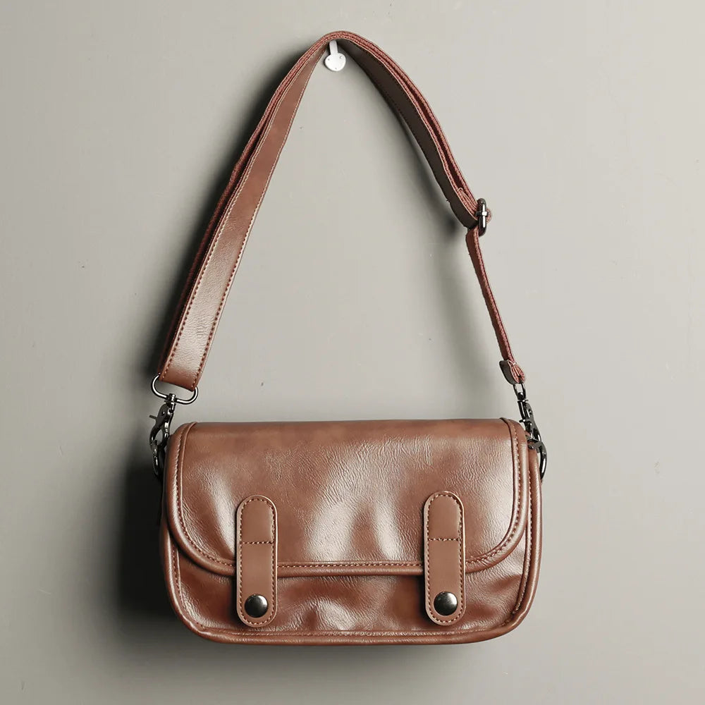 Men's Messenger Bag PU Leather Shoulder Handbag Flap Crossbody Small Purse