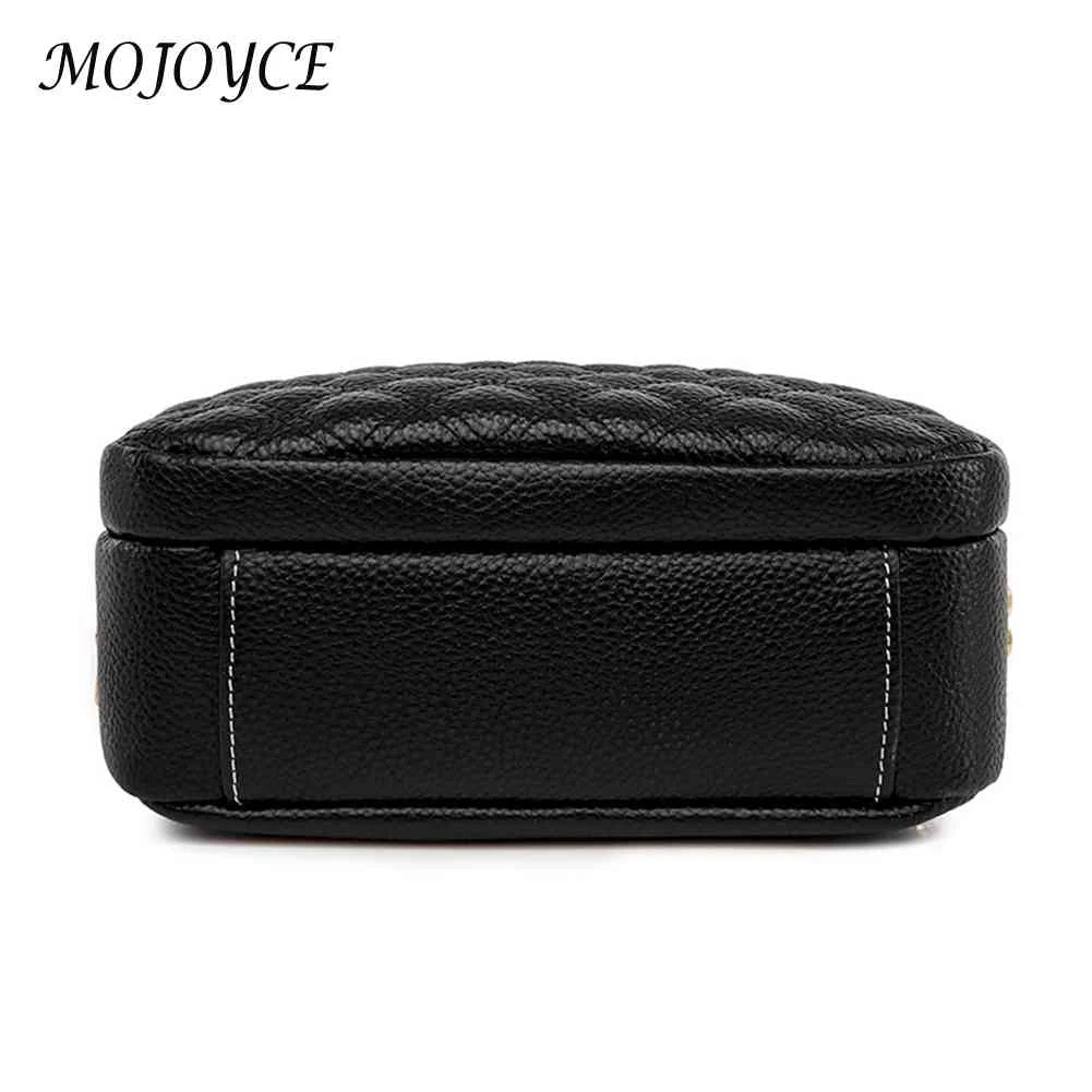 Cowhide Leather Messenger Handbag Multi-layer Pocket Camera Shoulder Bag