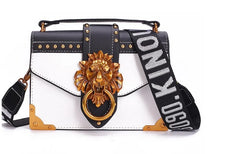 Metal Lion Head Mini Square Shoulder Bag Crossbody Clutch