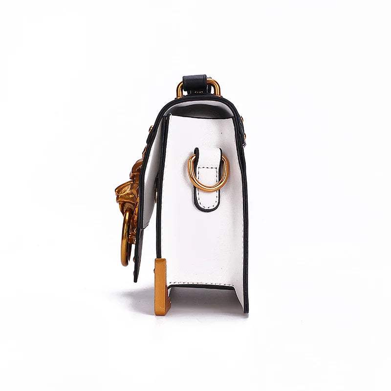Metal Lion Head Mini Square Shoulder Bag Crossbody Clutch