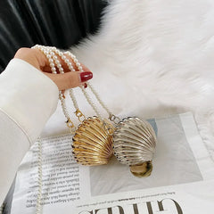 Metal Lipstick Bag for Women Shell Shoulder Crossbody Bag