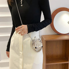 Metal Lipstick Bag for Women Shell Shoulder Crossbody Bag