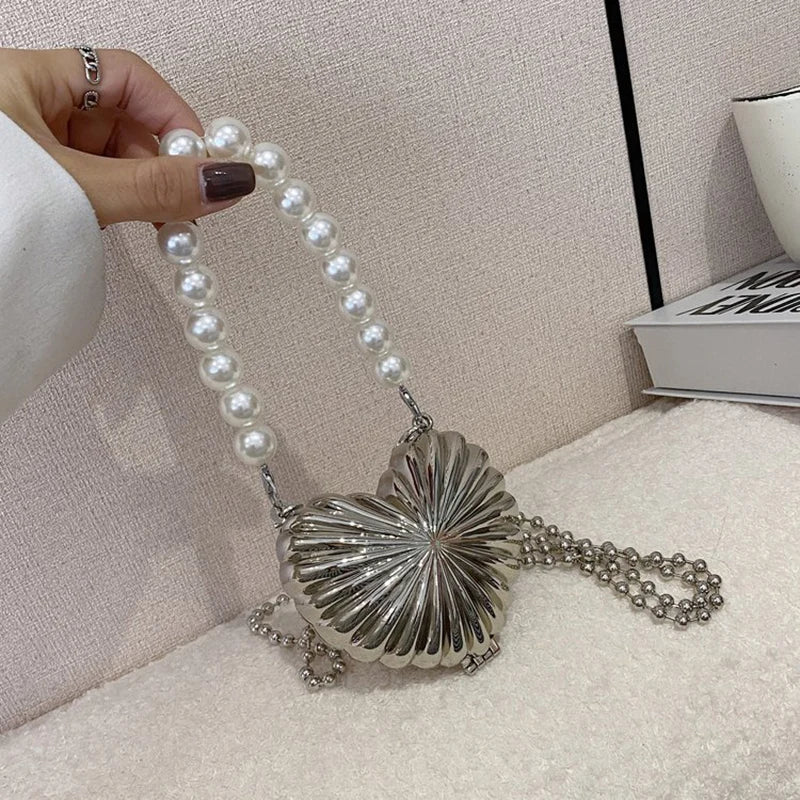 Metal Lipstick Bag for Women Shell Shoulder Crossbody Bag