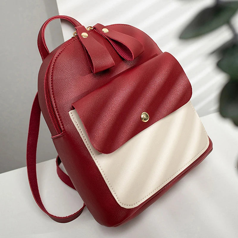 Mini Backpack Women PU Leather Shoulder Bag Teenage Girls