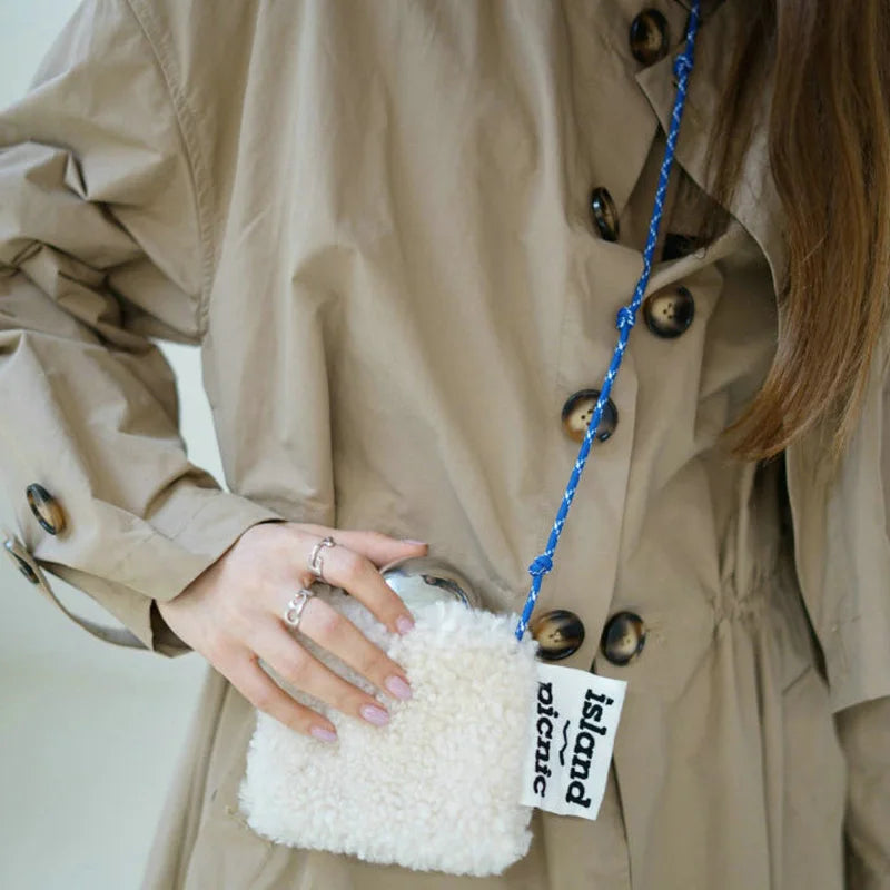 Green Lambswool Crossbody Bag for Women