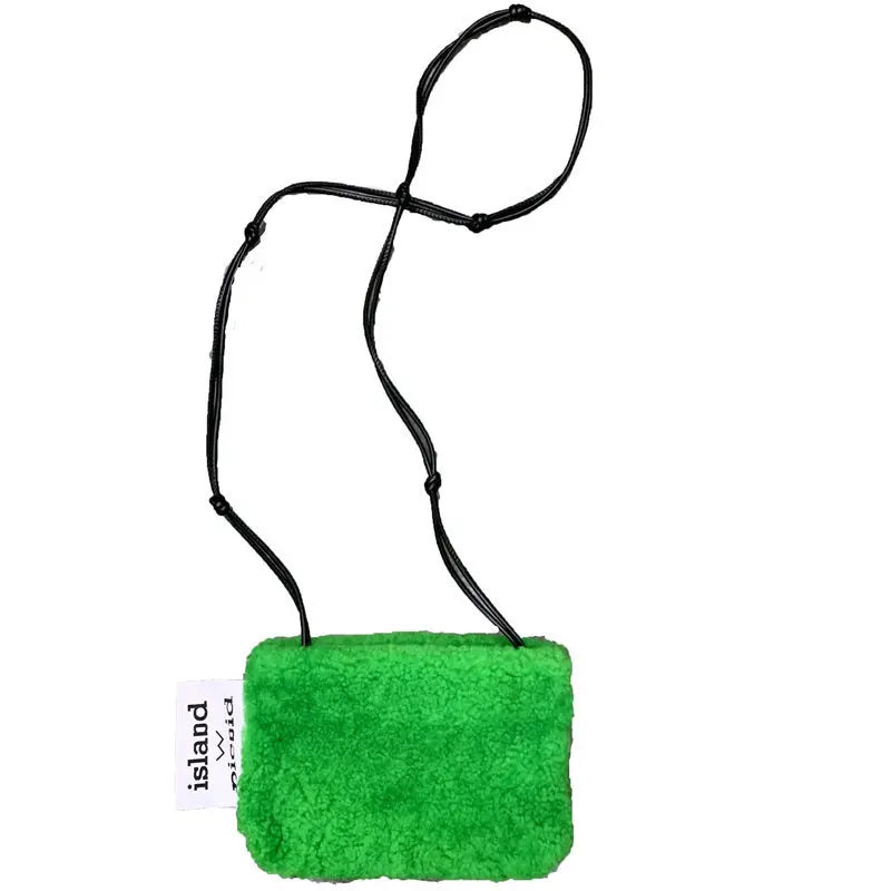Green Lambswool Crossbody Bag for Women