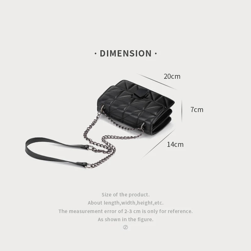 Mini Chain Crossbody Bag PU Solid Purses Hasp Messenger Bag