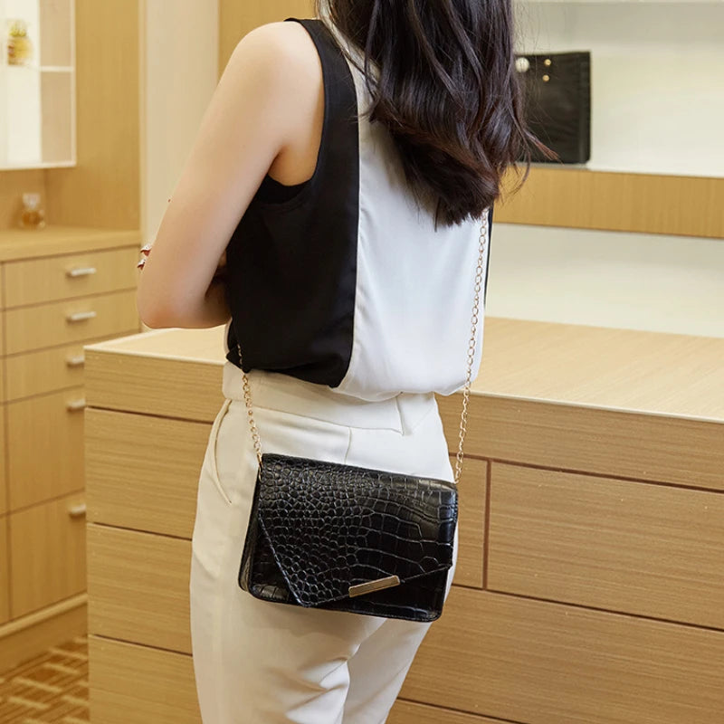 Mini Shoulder Bag Chain Crossbody Bag PU Solid Purses Messenger
