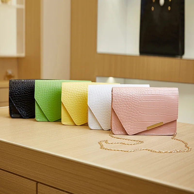 Mini Shoulder Bag Chain Crossbody Bag PU Solid Purses Messenger