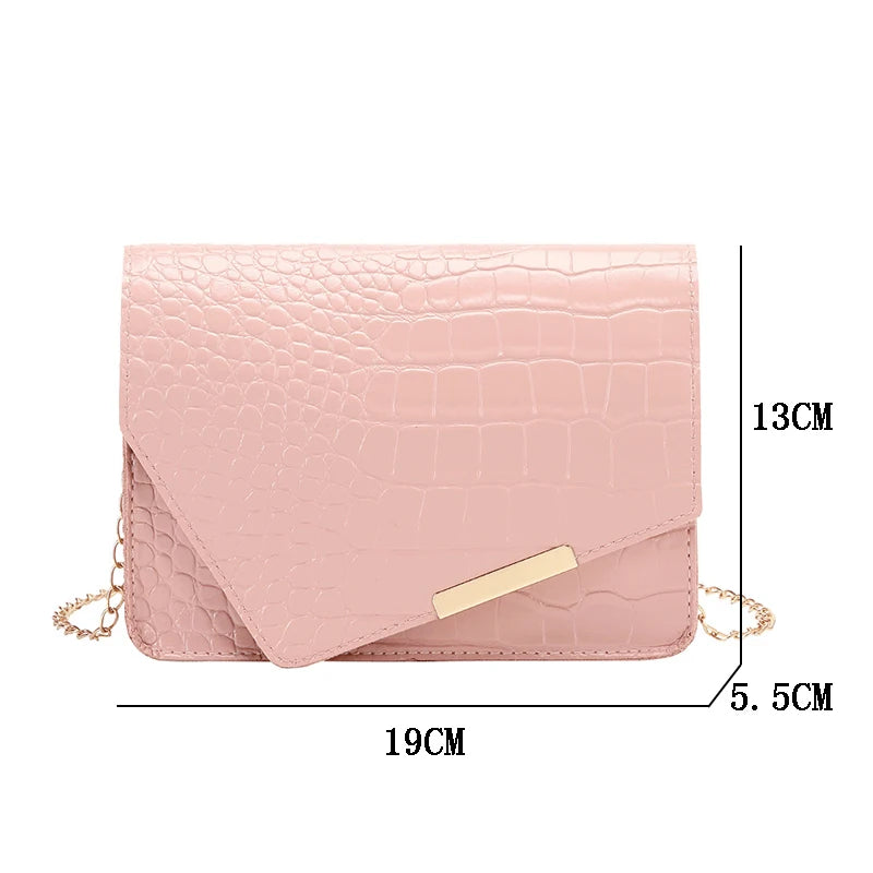 Mini Shoulder Bag Chain Crossbody Bag PU Solid Purses Messenger