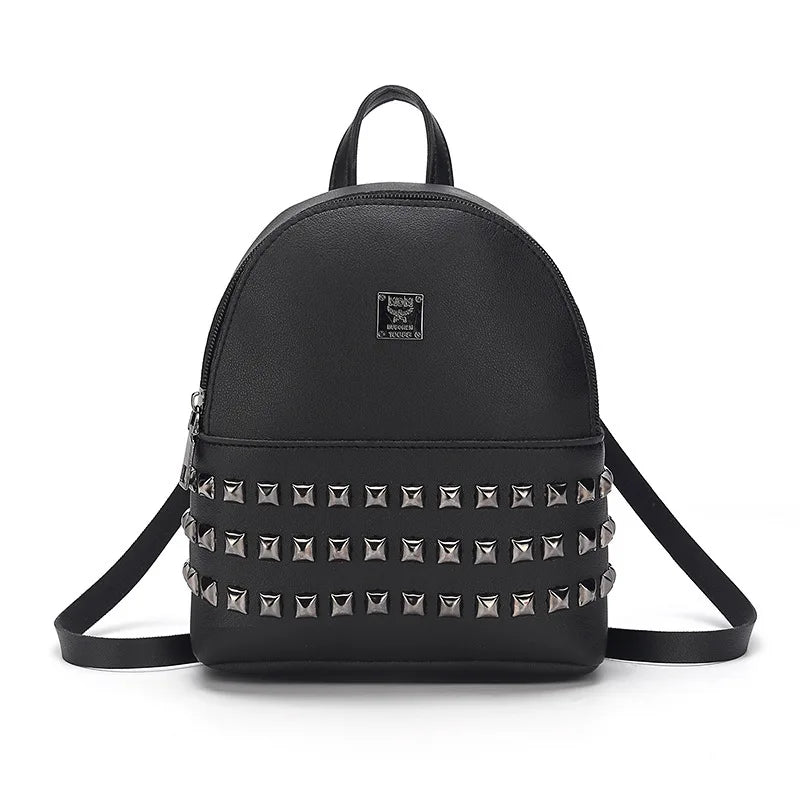 Mini Women's Backpacks PU Leather Rivet Female Handbag Small Backpack