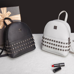 Mini Women's Backpacks PU Leather Rivet Female Handbag Small Backpack