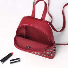 Mini Women's Backpacks PU Leather Rivet Female Handbag Small Backpack