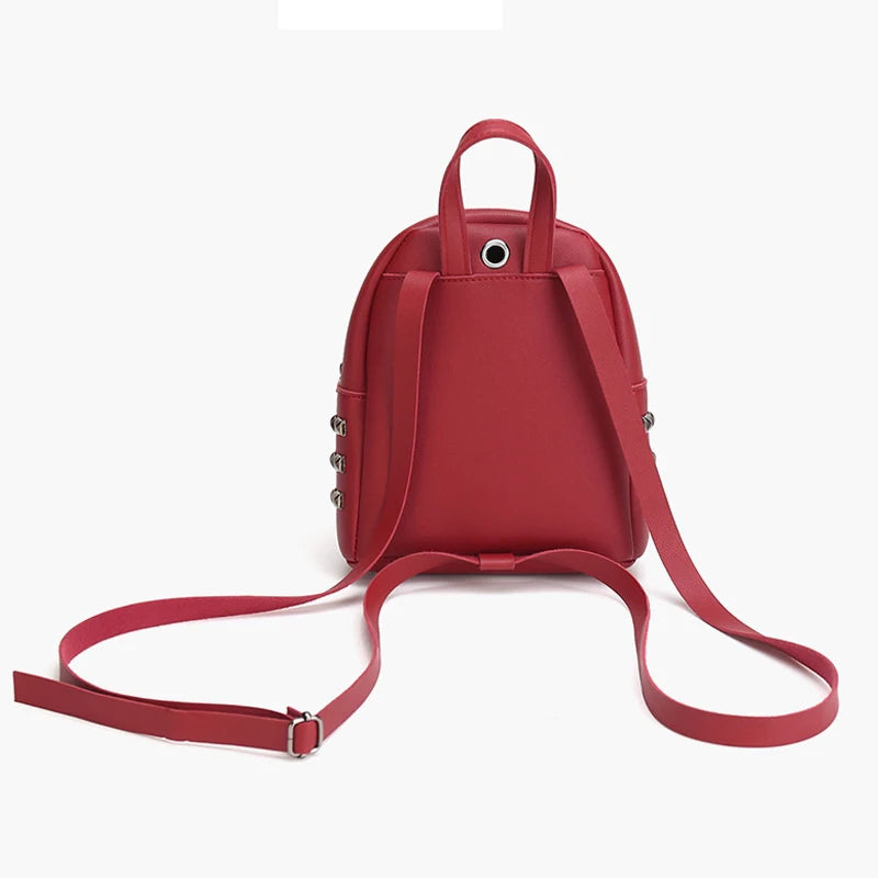 Mini Women's Backpacks PU Leather Rivet Female Handbag Small Backpack