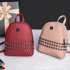 Mini Women's Backpacks PU Leather Rivet Female Handbag Small Backpack