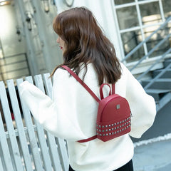 Mini Women's Backpacks PU Leather Rivet Female Handbag Small Backpack