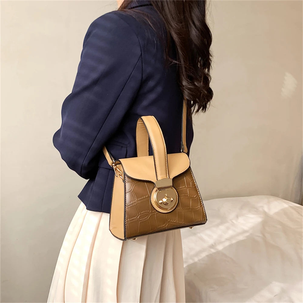 Stone Pattern Women's Shoulder Bag High Leather Ladies Messenger Bags