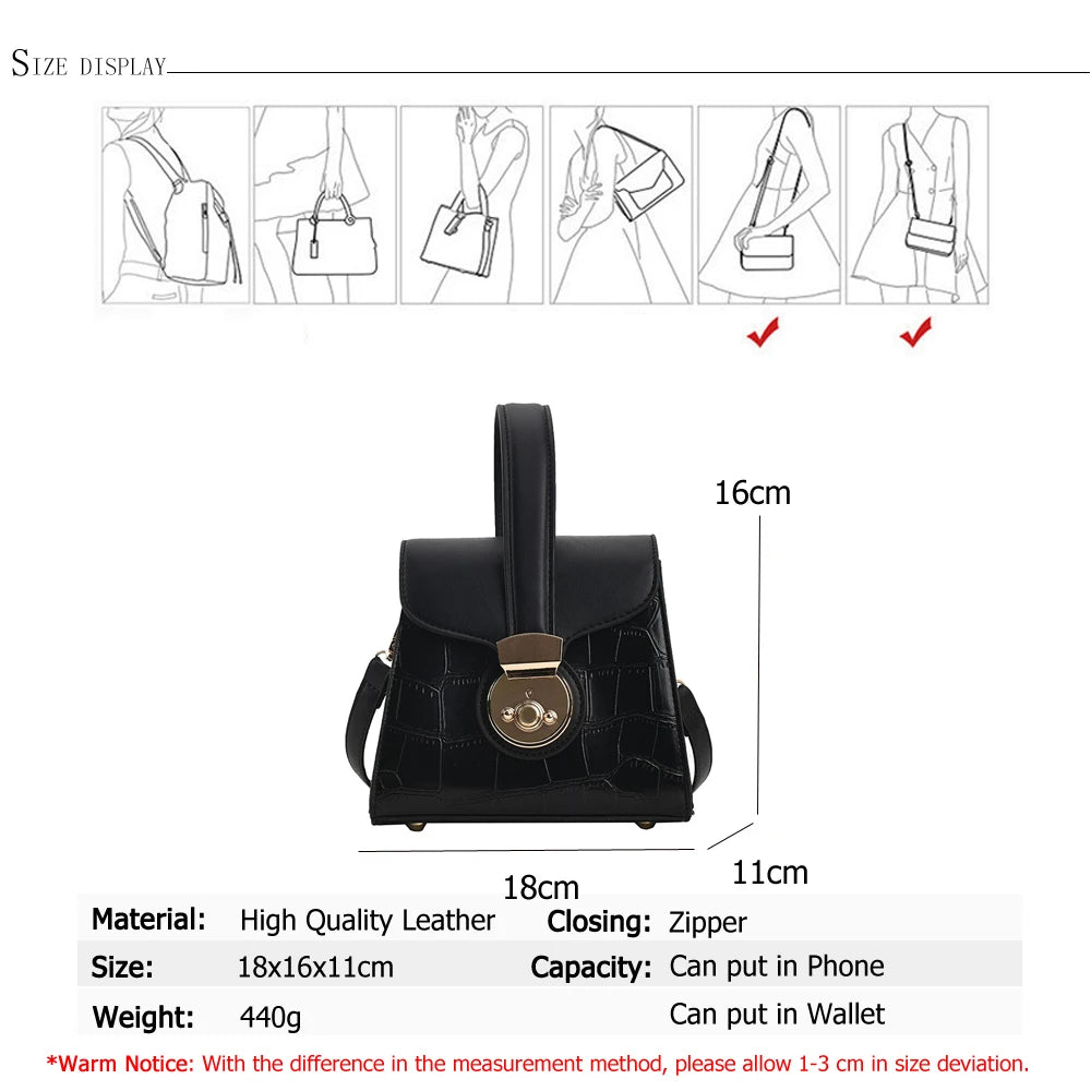 Stone Pattern Women's Shoulder Bag High Leather Ladies Messenger Bags