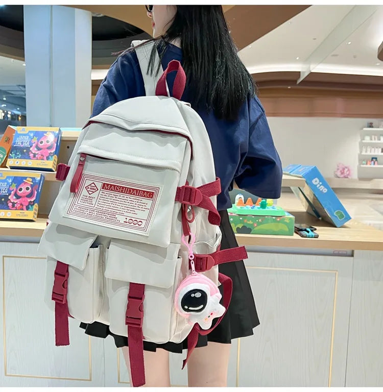Waterproof Nylon Women Backpack for Girl Student Schoolbag